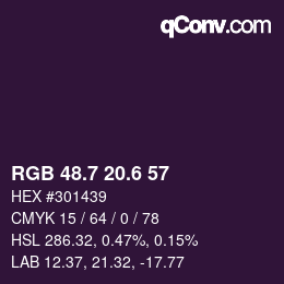 カラーコード: RGB 48.7 20.6 57 | qconv.com