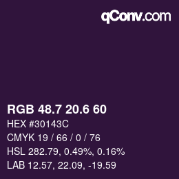 カラーコード: RGB 48.7 20.6 60 | qconv.com