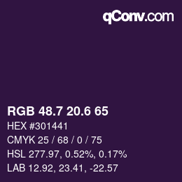 カラーコード: RGB 48.7 20.6 65 | qconv.com