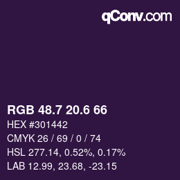 カラーコード: RGB 48.7 20.6 66 | qconv.com