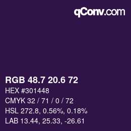 カラーコード: RGB 48.7 20.6 72 | qconv.com