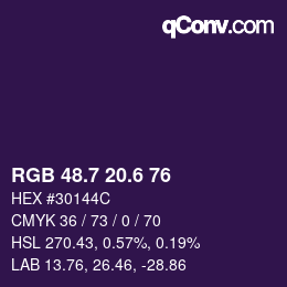 カラーコード: RGB 48.7 20.6 76 | qconv.com