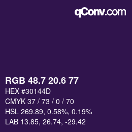 カラーコード: RGB 48.7 20.6 77 | qconv.com