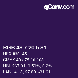 カラーコード: RGB 48.7 20.6 81 | qconv.com