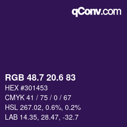 カラーコード: RGB 48.7 20.6 83 | qconv.com