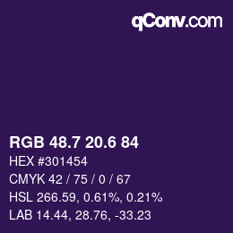 カラーコード: RGB 48.7 20.6 84 | qconv.com