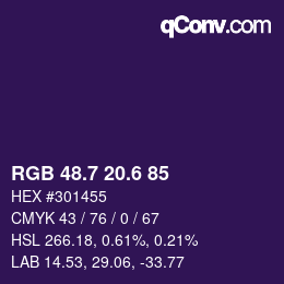 カラーコード: RGB 48.7 20.6 85 | qconv.com