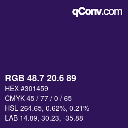 カラーコード: RGB 48.7 20.6 89 | qconv.com