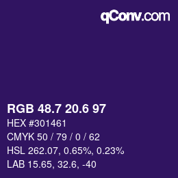 カラーコード: RGB 48.7 20.6 97 | qconv.com