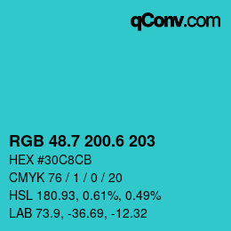 カラーコード: RGB 48.7 200.6 203 | qconv.com