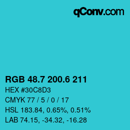 カラーコード: RGB 48.7 200.6 211 | qconv.com
