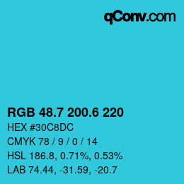 カラーコード: RGB 48.7 200.6 220 | qconv.com