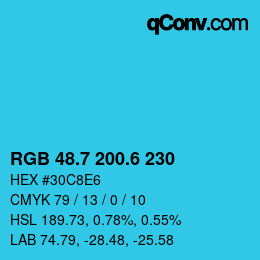カラーコード: RGB 48.7 200.6 230 | qconv.com