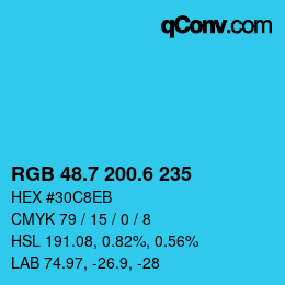 カラーコード: RGB 48.7 200.6 235 | qconv.com