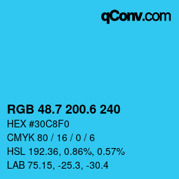 カラーコード: RGB 48.7 200.6 240 | qconv.com