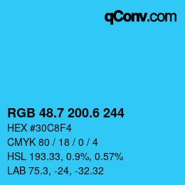 カラーコード: RGB 48.7 200.6 244 | qconv.com