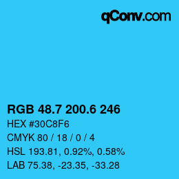 カラーコード: RGB 48.7 200.6 246 | qconv.com