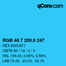カラーコード: RGB 48.7 200.6 247 | qconv.com