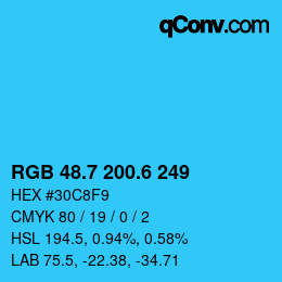 カラーコード: RGB 48.7 200.6 249 | qconv.com