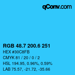 カラーコード: RGB 48.7 200.6 251 | qconv.com