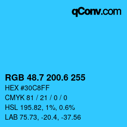 カラーコード: RGB 48.7 200.6 255 | qconv.com