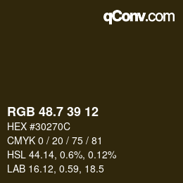 カラーコード: RGB 48.7 39 12 | qconv.com