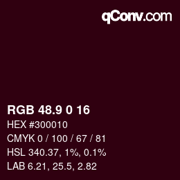 Color code: RGB 48.9 0 16 | qconv.com