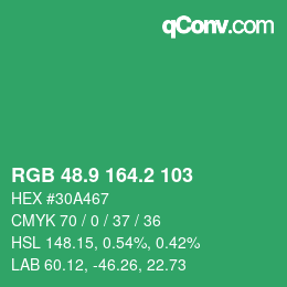 カラーコード: RGB 48.9 164.2 103 | qconv.com