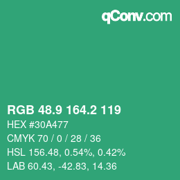 カラーコード: RGB 48.9 164.2 119 | qconv.com