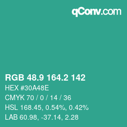 カラーコード: RGB 48.9 164.2 142 | qconv.com