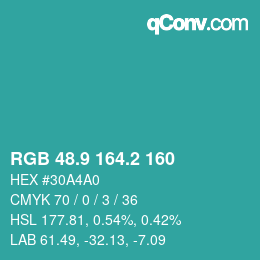 Color code: RGB 48.9 164.2 160 | qconv.com