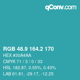 Color code: RGB 48.9 164.2 170 | qconv.com
