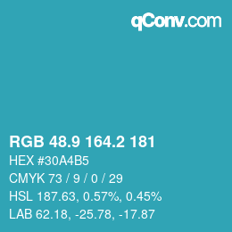 カラーコード: RGB 48.9 164.2 181 | qconv.com