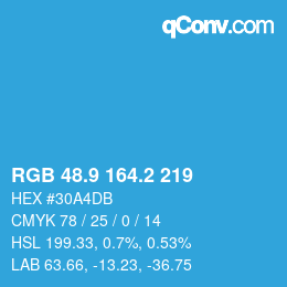 Color code: RGB 48.9 164.2 219 | qconv.com