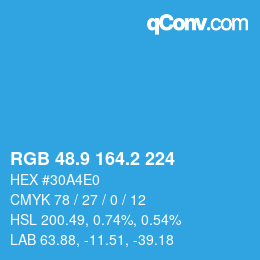 Color code: RGB 48.9 164.2 224 | qconv.com