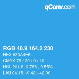 Color code: RGB 48.9 164.2 230 | qconv.com