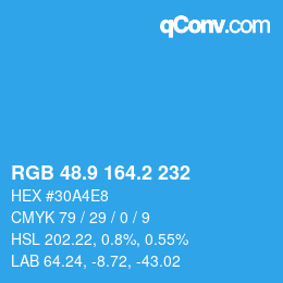 Color code: RGB 48.9 164.2 232 | qconv.com