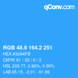 Color code: RGB 48.9 164.2 251 | qconv.com
