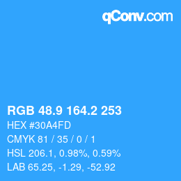 Color code: RGB 48.9 164.2 253 | qconv.com
