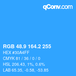 Color code: RGB 48.9 164.2 255 | qconv.com