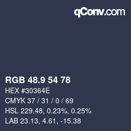 Color code: RGB 48.9 54 78 | qconv.com