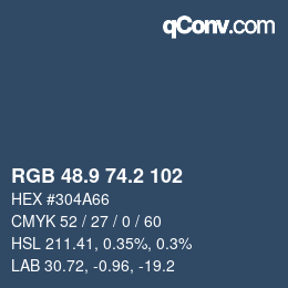 Color code: RGB 48.9 74.2 102 | qconv.com