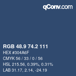 Color code: RGB 48.9 74.2 111 | qconv.com