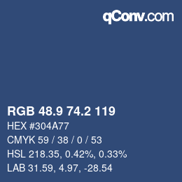 Color code: RGB 48.9 74.2 119 | qconv.com