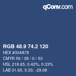 カラーコード: RGB 48.9 74.2 120 | qconv.com