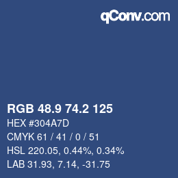 カラーコード: RGB 48.9 74.2 125 | qconv.com