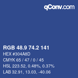 Color code: RGB 48.9 74.2 141 | qconv.com