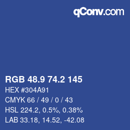 Color code: RGB 48.9 74.2 145 | qconv.com