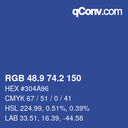 Color code: RGB 48.9 74.2 150 | qconv.com