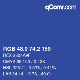 カラーコード: RGB 48.9 74.2 159 | qconv.com